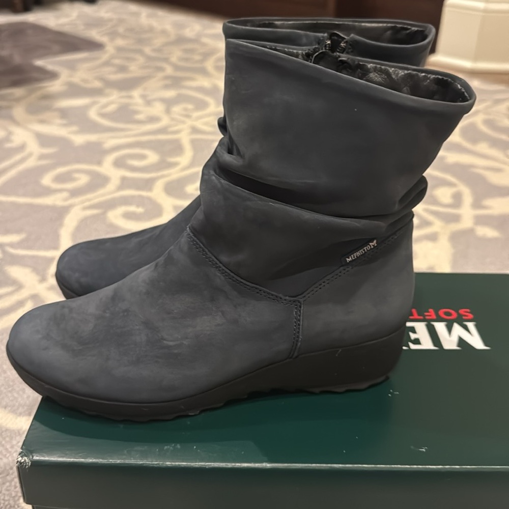 Mephisto Agatha Jeans Blue Booties Sz 6.5 - Picture 4 of 8